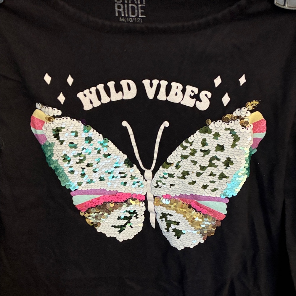 214 Star Ride Black Long Sleeve Kids Tee